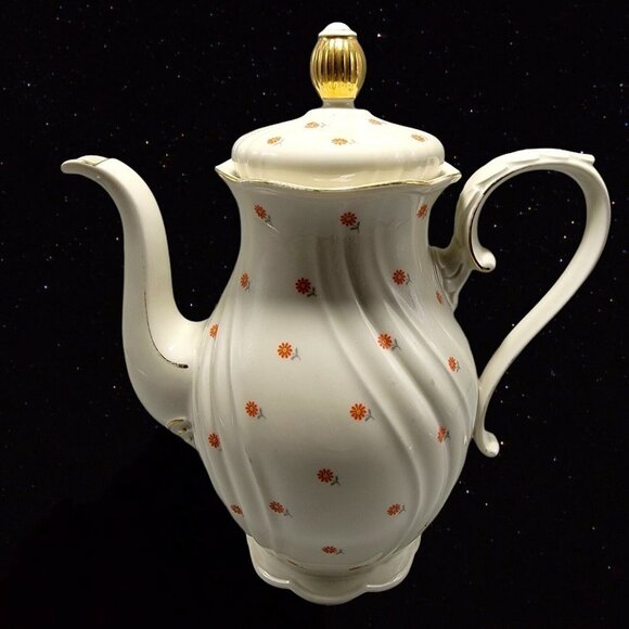 Vintage Seltmann Weiden Rheingau Porcelain Teapot German Castle 10"T 9"W Gilded - Picture 1 of 7